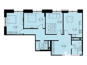 3-к квартира, вторичка, 78м2, 22/28 этаж