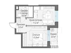 1-к квартира, строящийся дом, 32м2, 11/13 этаж