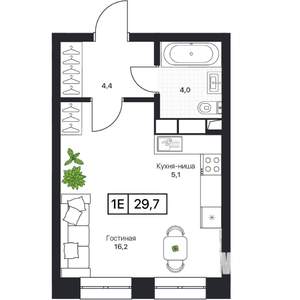 Студия квартира, вторичка, 30м2, 4/13 этаж