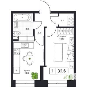 1-к квартира, вторичка, 33м2, 9/13 этаж