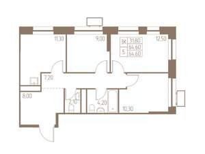 3-к квартира, вторичка, 65м2, 8/25 этаж