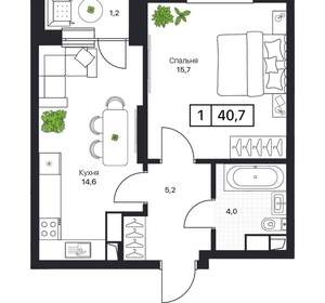 1-к квартира, вторичка, 41м2, 4/17 этаж