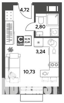 Студия квартира, строящийся дом, 21м2, 4/15 этаж