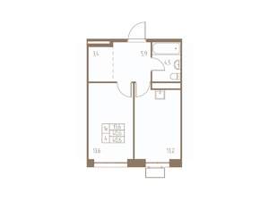 1-к квартира, строящийся дом, 41м2, 20/25 этаж