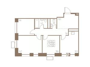 3-к квартира, строящийся дом, 72м2, 12/25 этаж