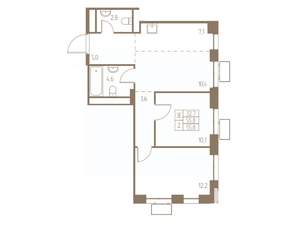 3-к квартира, строящийся дом, 56м2, 23/25 этаж
