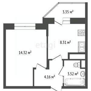 1-к квартира, вторичка, 31м2, 3/14 этаж
