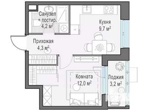 1-к квартира, строящийся дом, 30м2, 14/14 этаж