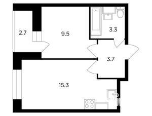 1-к квартира, строящийся дом, 33м2, 6/15 этаж