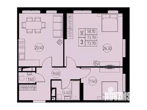 3-к квартира, строящийся дом, 74м2, 11/23 этаж