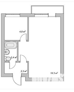 1-к квартира, вторичка, 30м2, 1/5 этаж