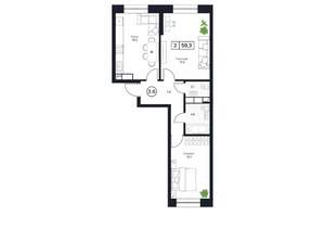 2-к квартира, строящийся дом, 59м2, 4/17 этаж