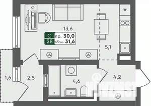 Студия квартира, строящийся дом, 32м2, 1/4 этаж