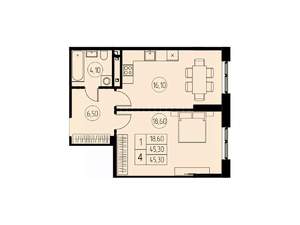 1-к квартира, строящийся дом, 45м2, 3/28 этаж