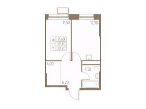 1-к квартира, вторичка, 39м2, 4/25 этаж