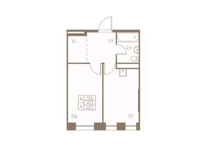 1-к квартира, строящийся дом, 41м2, 2/25 этаж