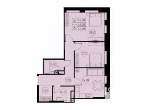 3-к квартира, вторичка, 68м2, 19/23 этаж