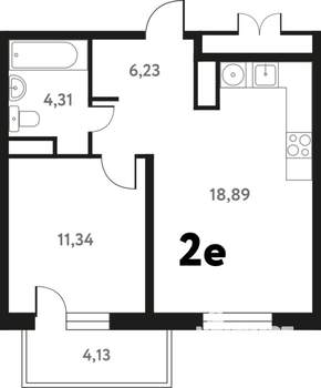 2-к квартира, строящийся дом, 41м2, 8/17 этаж