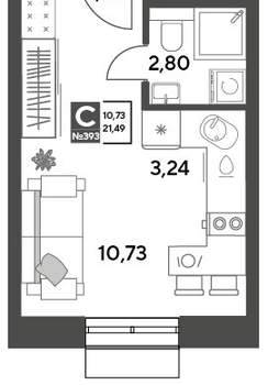 Студия квартира, строящийся дом, 21м2, 4/15 этаж