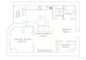 2-к квартира, вторичка, 59м2, 15/21 этаж