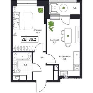 1-к квартира, вторичка, 36м2, 13/17 этаж