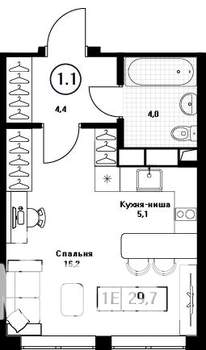 Студия квартира, вторичка, 30м2, 8/13 этаж