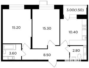 2-к квартира, вторичка, 58м2, 2/11 этаж