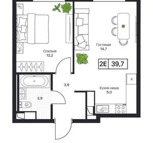 2-к квартира, вторичка, 40м2, 12/17 этаж