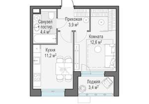 1-к квартира, строящийся дом, 32м2, 10/15 этаж