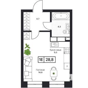 Студия квартира, вторичка, 29м2, 7/13 этаж