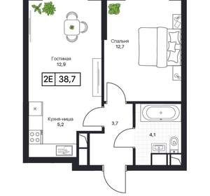 1-к квартира, вторичка, 38м2, 8/17 этаж