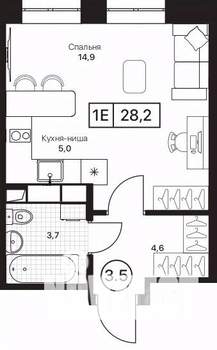 Студия квартира, вторичка, 28м2, 4/17 этаж