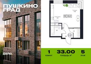 1-к квартира, вторичка, 33м2, 5/17 этаж