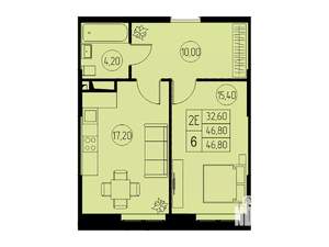 2-к квартира, строящийся дом, 47м2, 12/23 этаж