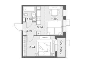 1-к квартира, вторичка, 39м2, 12/14 этаж