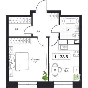 1-к квартира, вторичка, 39м2, 6/17 этаж