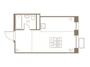 Студия квартира, вторичка, 30м2, 23/25 этаж