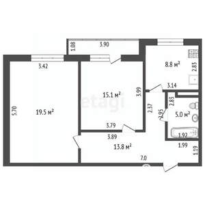 2-к квартира, вторичка, 64м2, 4/17 этаж