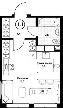 Студия квартира, вторичка, 30м2, 9/13 этаж