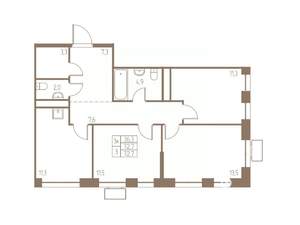 3-к квартира, строящийся дом, 73м2, 20/25 этаж