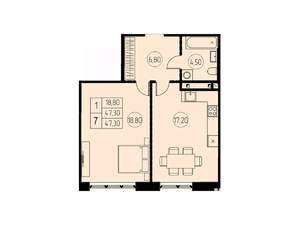 1-к квартира, вторичка, 47м2, 13/28 этаж