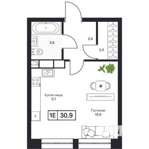 Студия квартира, вторичка, 31м2, 6/17 этаж