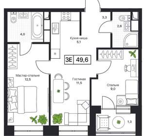 2-к квартира, вторичка, 50м2, 7/17 этаж