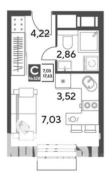 Студия квартира, строящийся дом, 18м2, 9/15 этаж