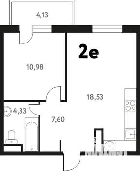2-к квартира, строящийся дом, 43м2, 4/17 этаж