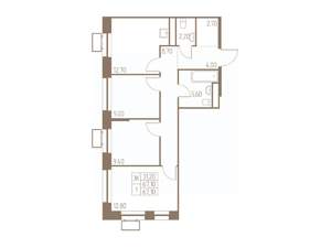 3-к квартира, строящийся дом, 67м2, 19/25 этаж