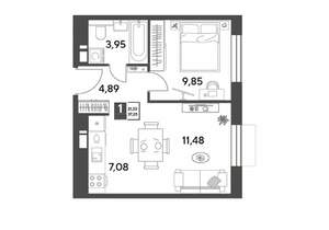 1-к квартира, вторичка, 37м2, 13/15 этаж