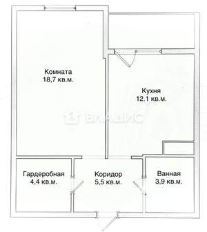 1-к квартира, вторичка, 45м2, 13/22 этаж