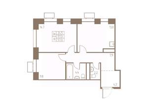 2-к квартира, строящийся дом, 57м2, 21/25 этаж