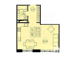 Студия квартира, строящийся дом, 38м2, 16/18 этаж